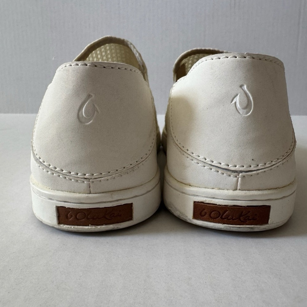 Olukai Womens Pehuea White Tennis Shoes Convertible Slides 7 Slip On Beach Flats - Picture 4 of 7